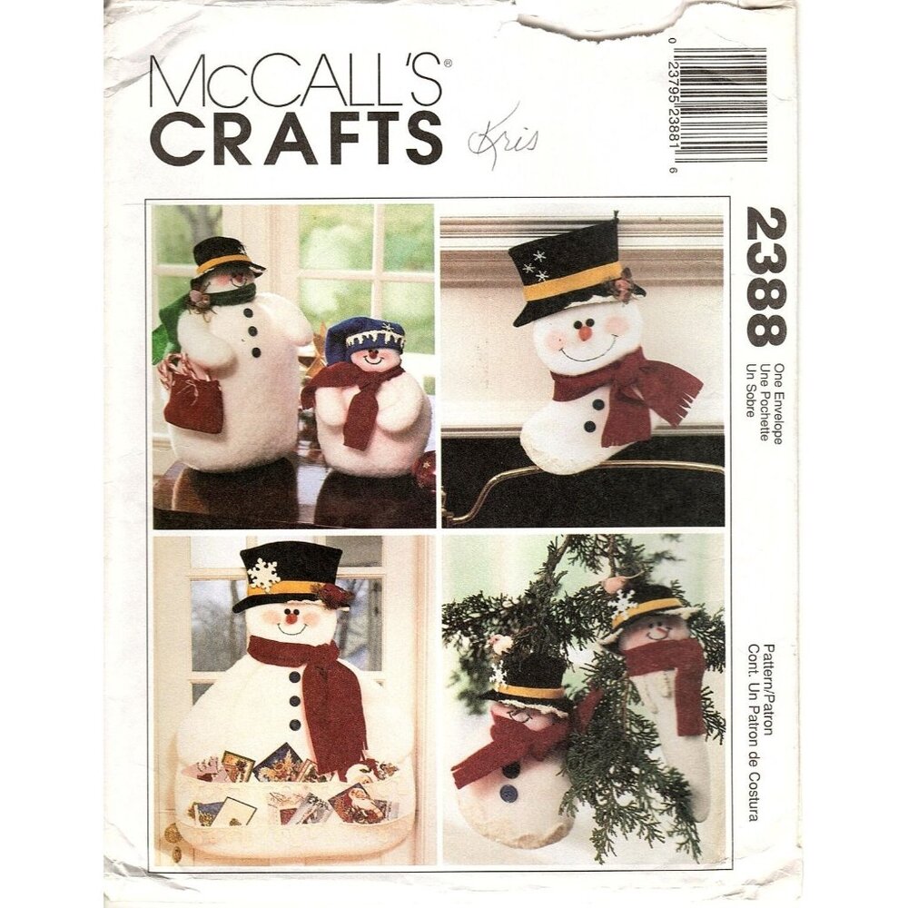 McCalls Crafts 2388 Snowman Christmas Uncut Sewing Pattern